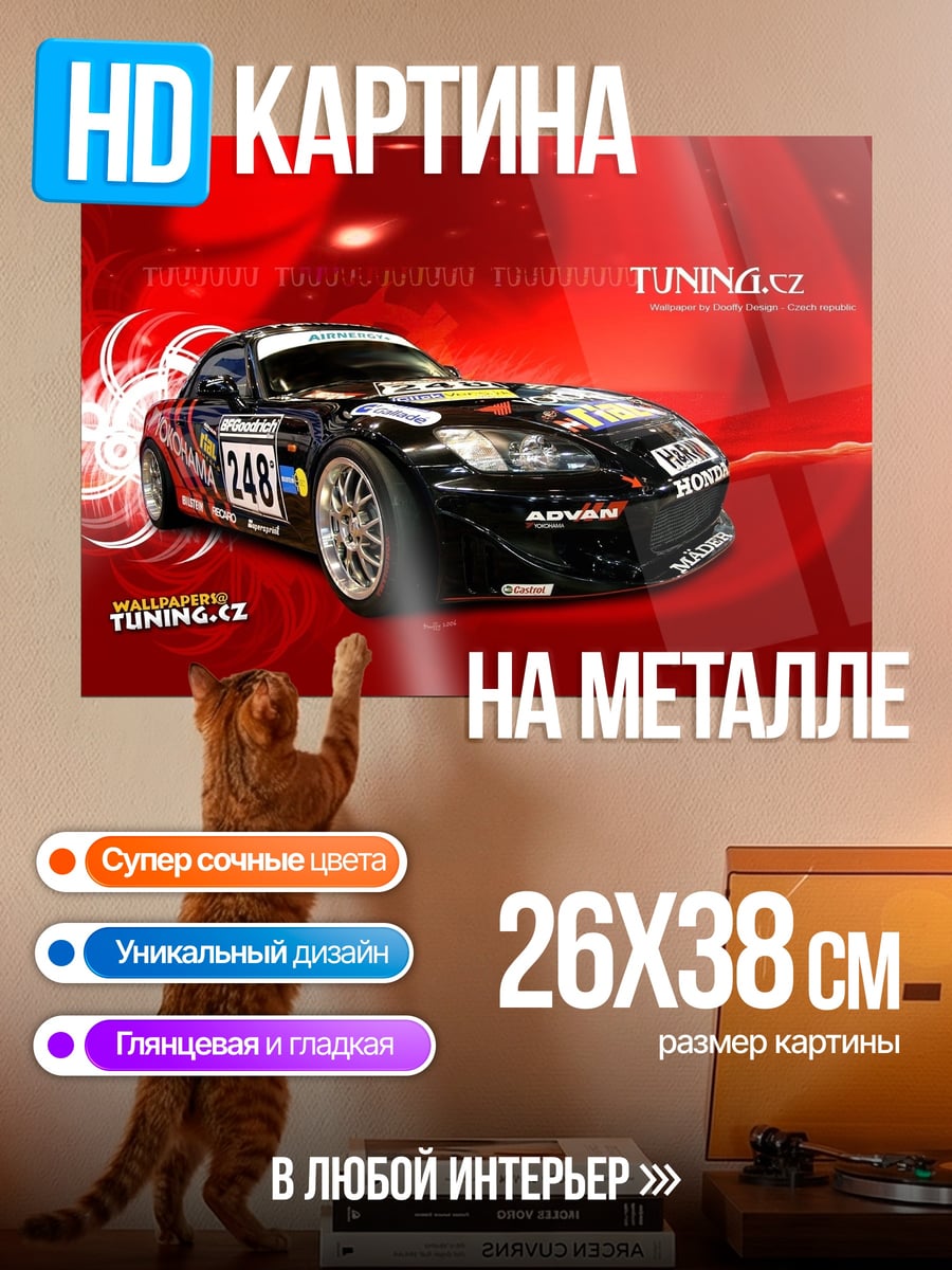 Картина на металле Черный спорткар