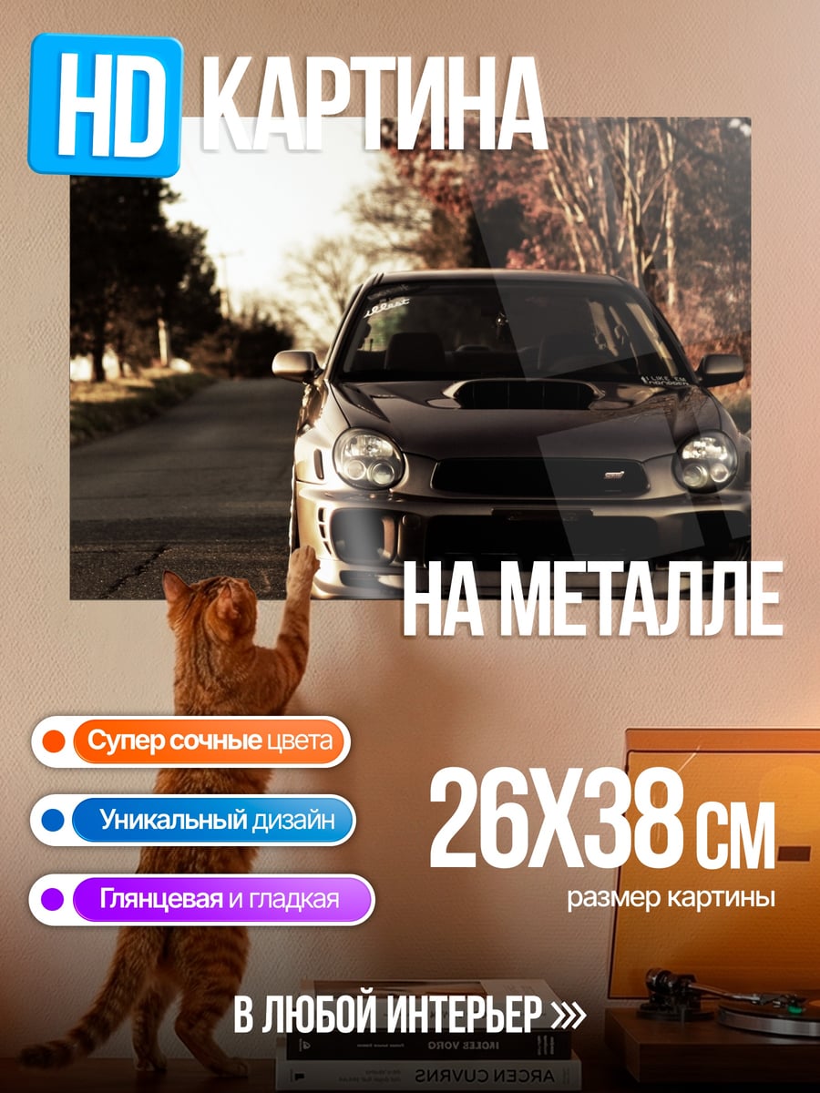 Картина на металле Автомобиль на дороге