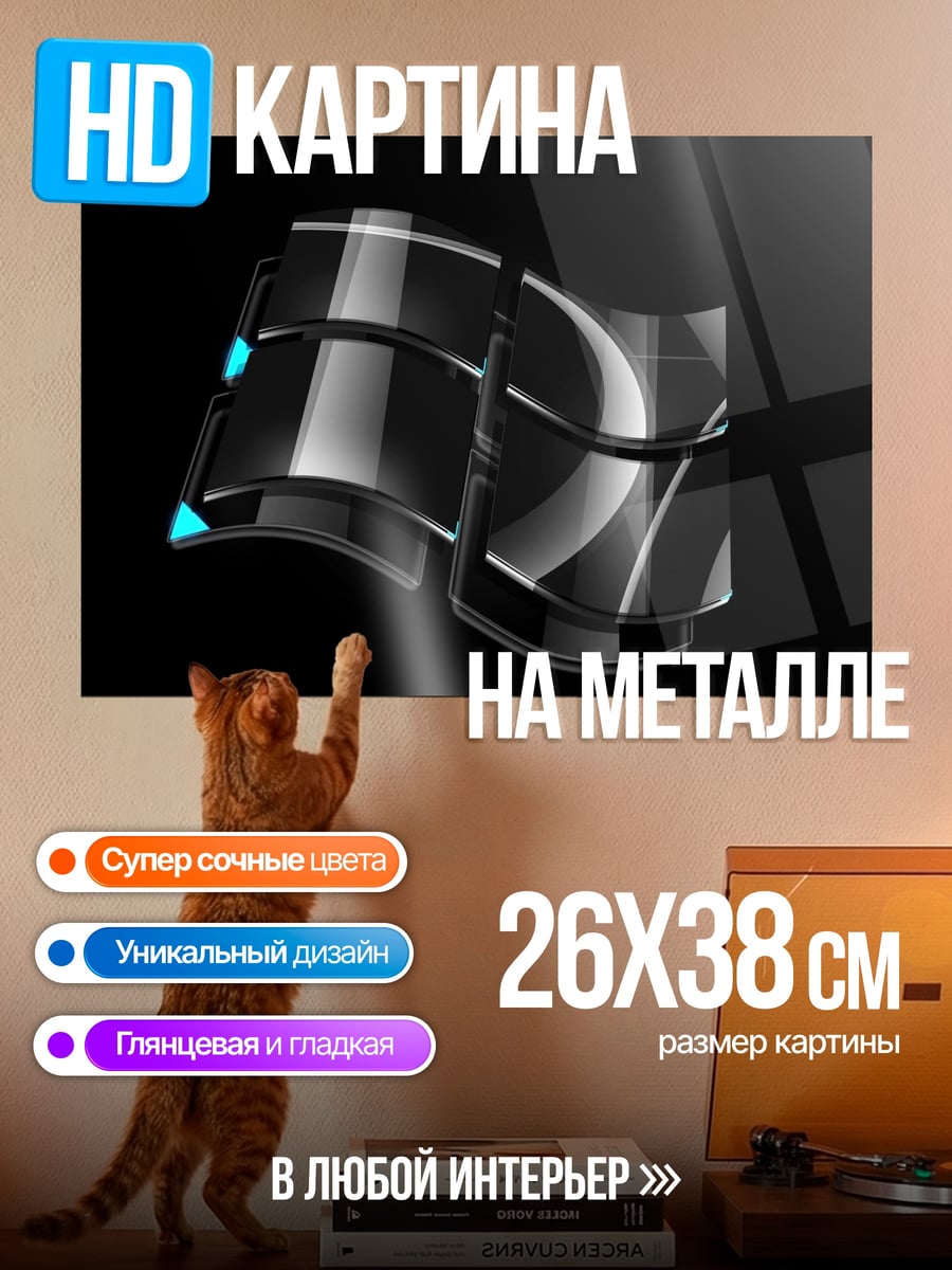 Картина на металле Чёрный логотип Windows