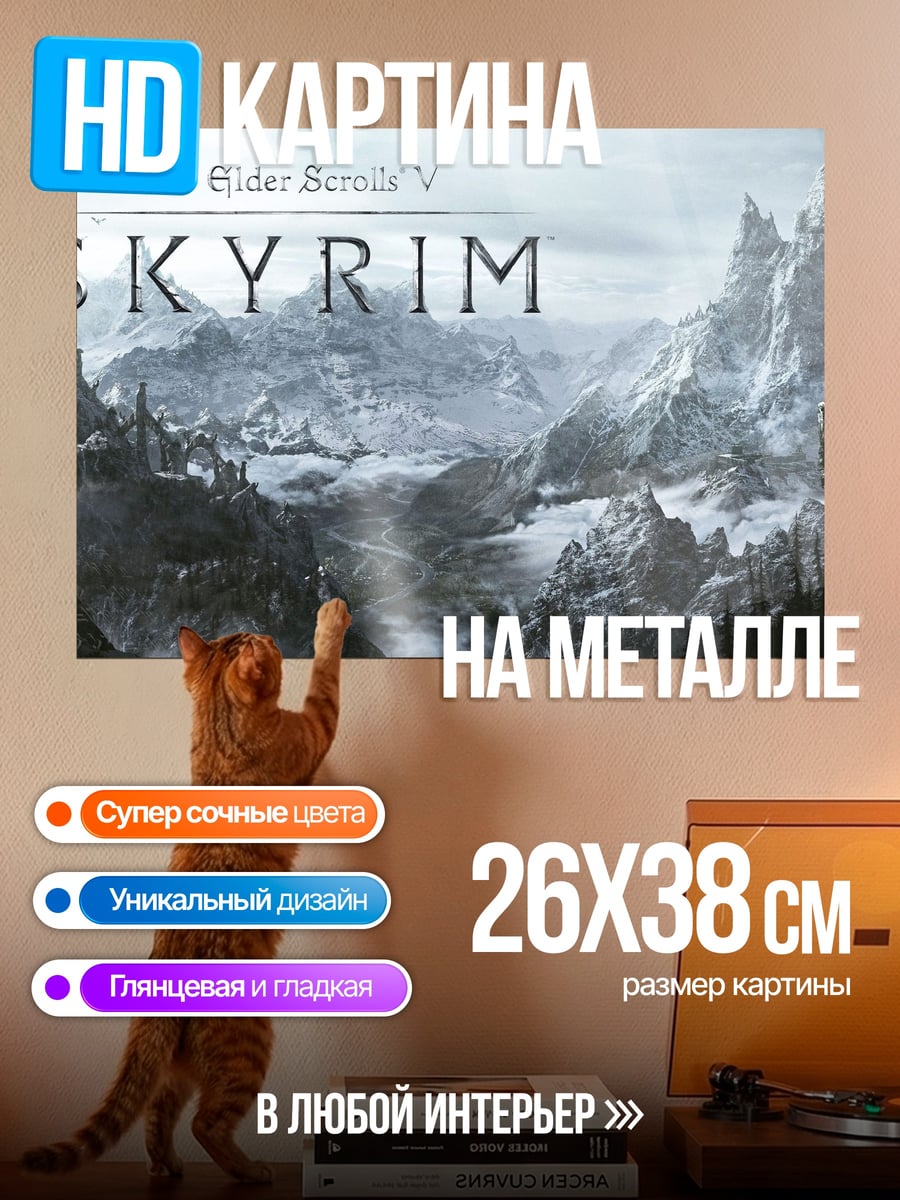 Картина на металле Скайрим Драконорожденный