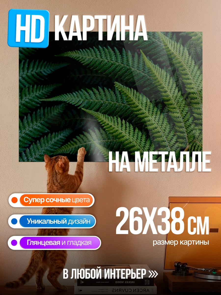 Картина на металле Зеленый папоротник