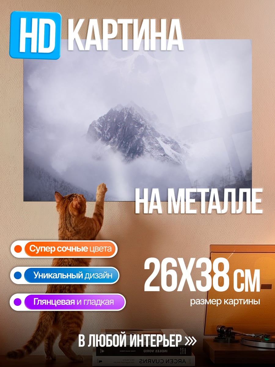 Картина на металле Человек в тумане
