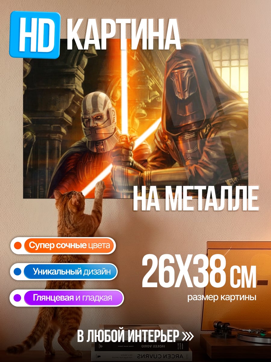 Картина на металле Ситхи с мечами