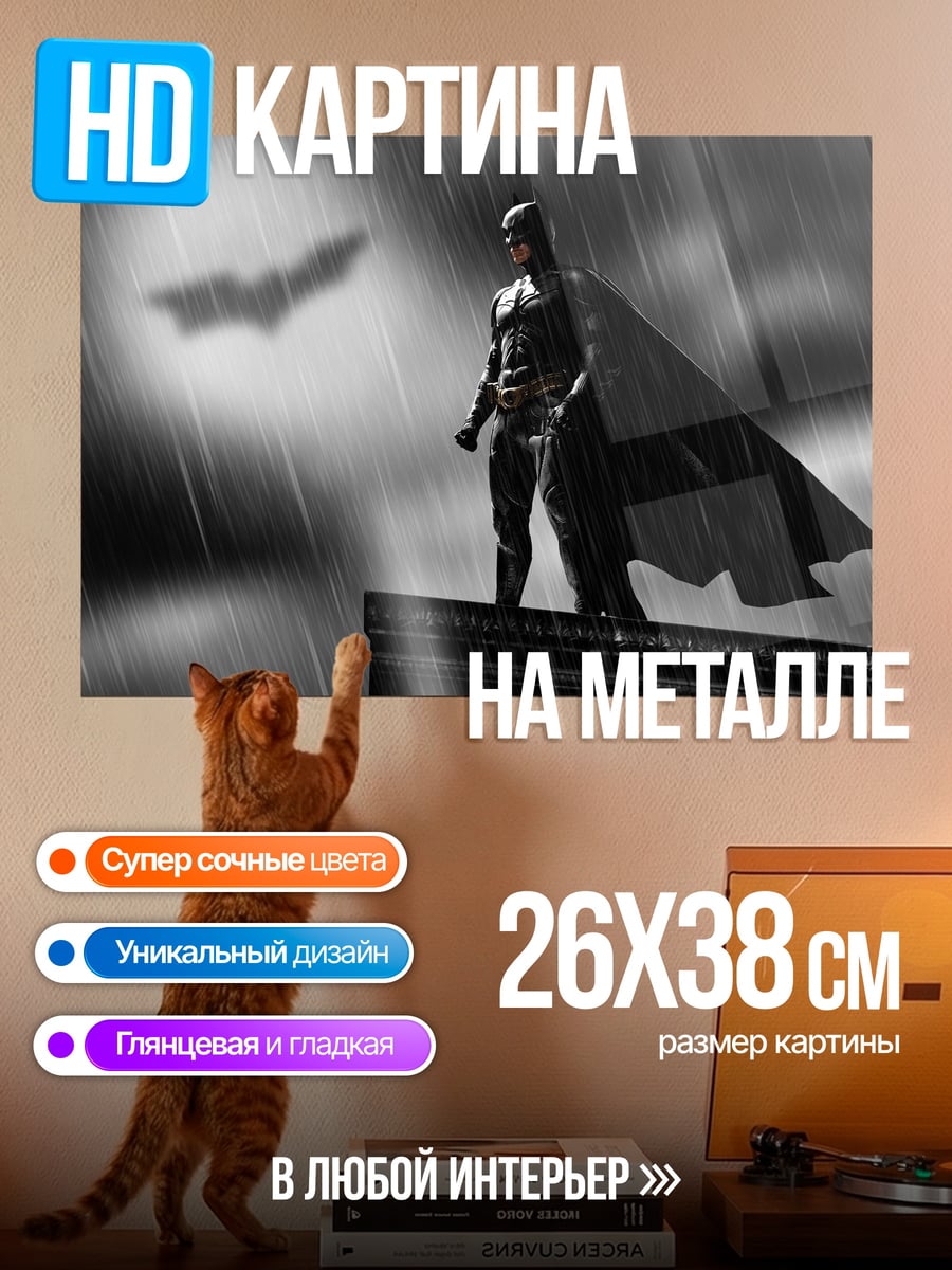 Картина на металле Бэтмен на крыше