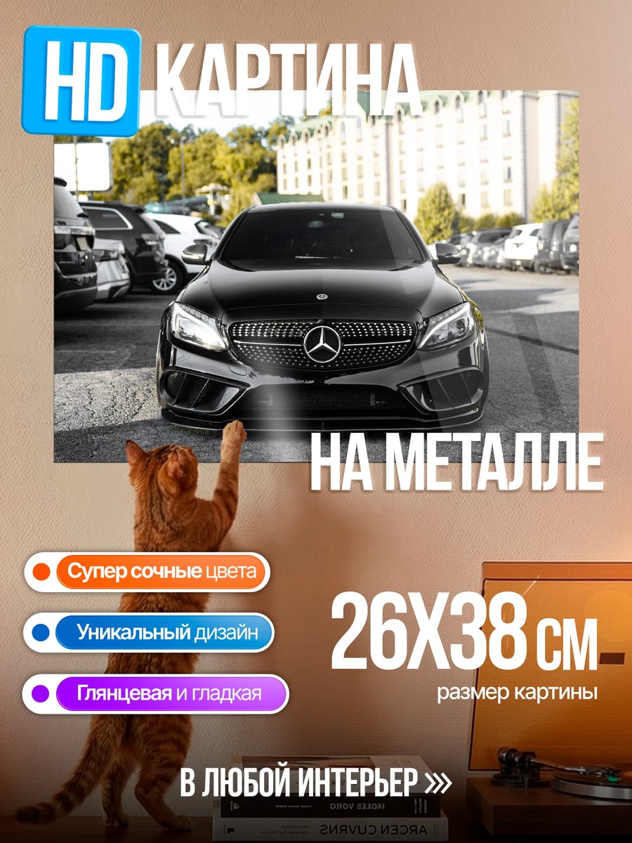 Картина на металле Черный Mercedes