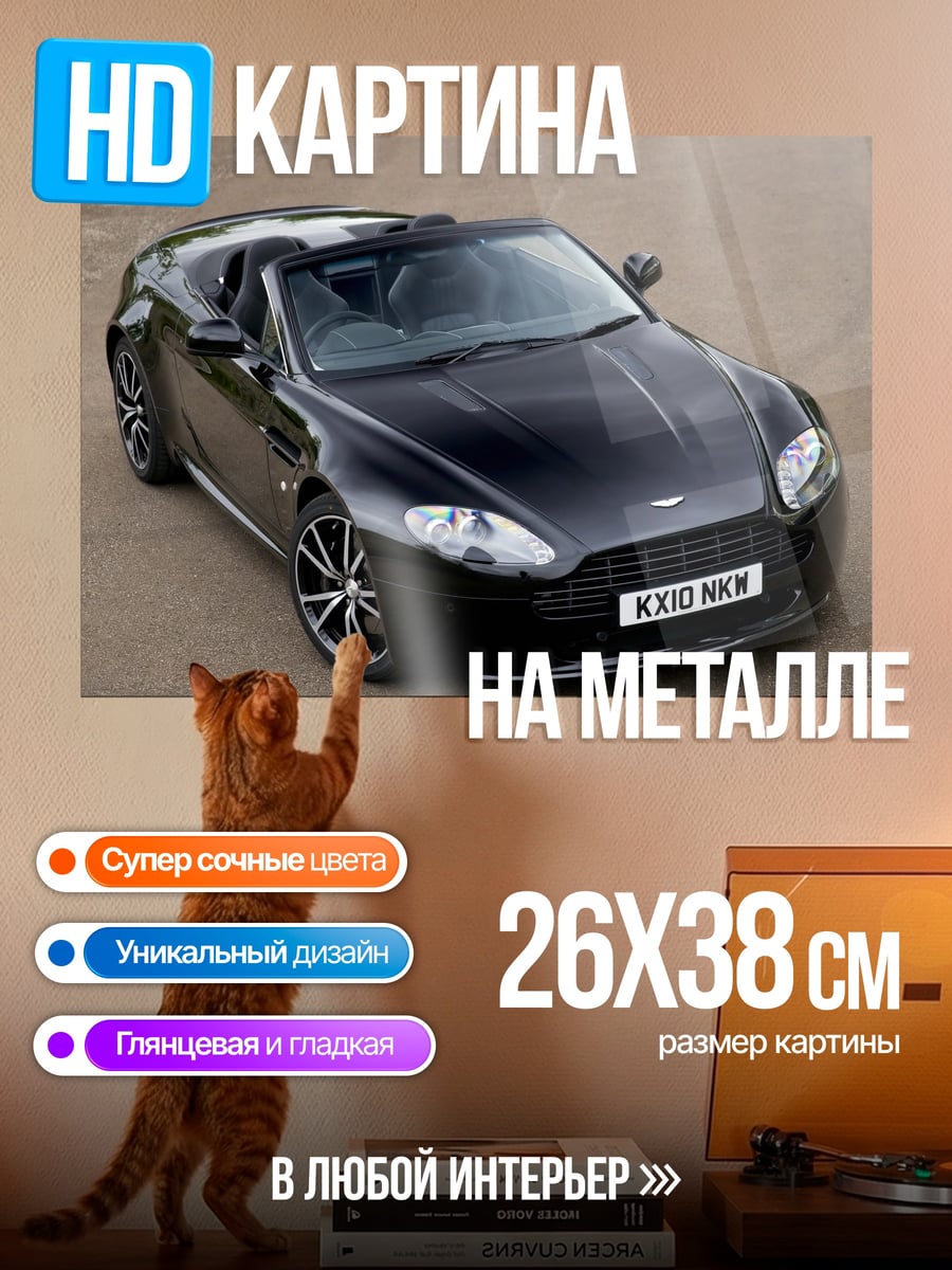 Картина на металле Черный Aston Martin