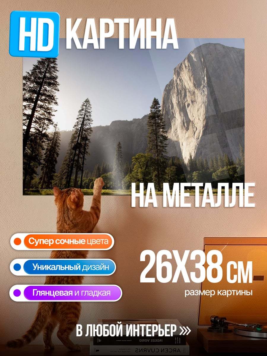 Картина на металле Горный пейзаж Йосемити