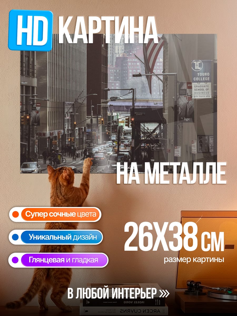 Картина на металле Улица Нью-Йорка