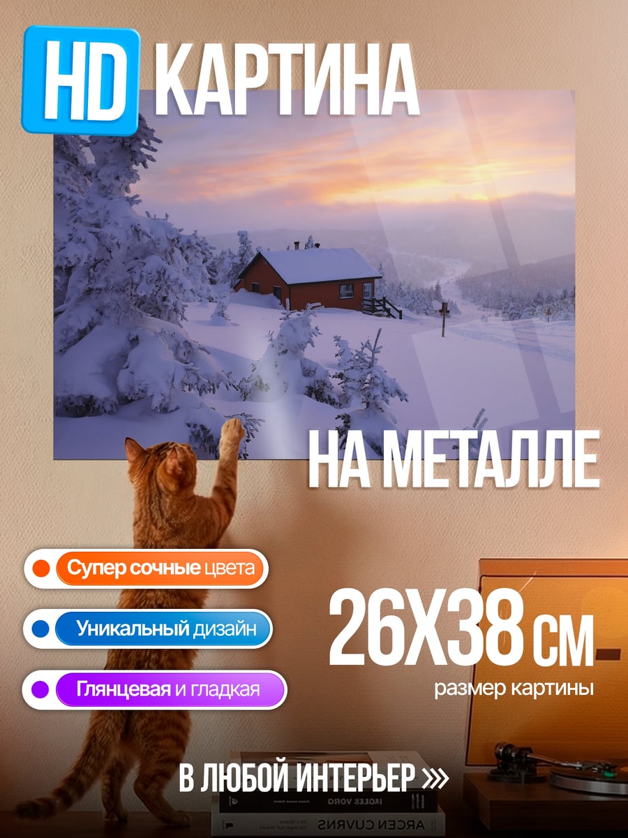 Картина на металле Зимний домик