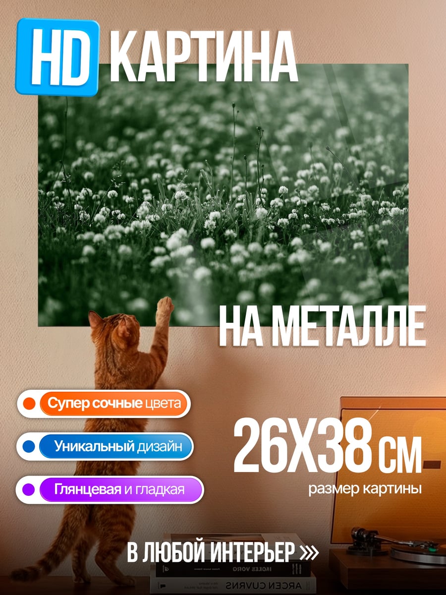 Картина на металле Поле клевера