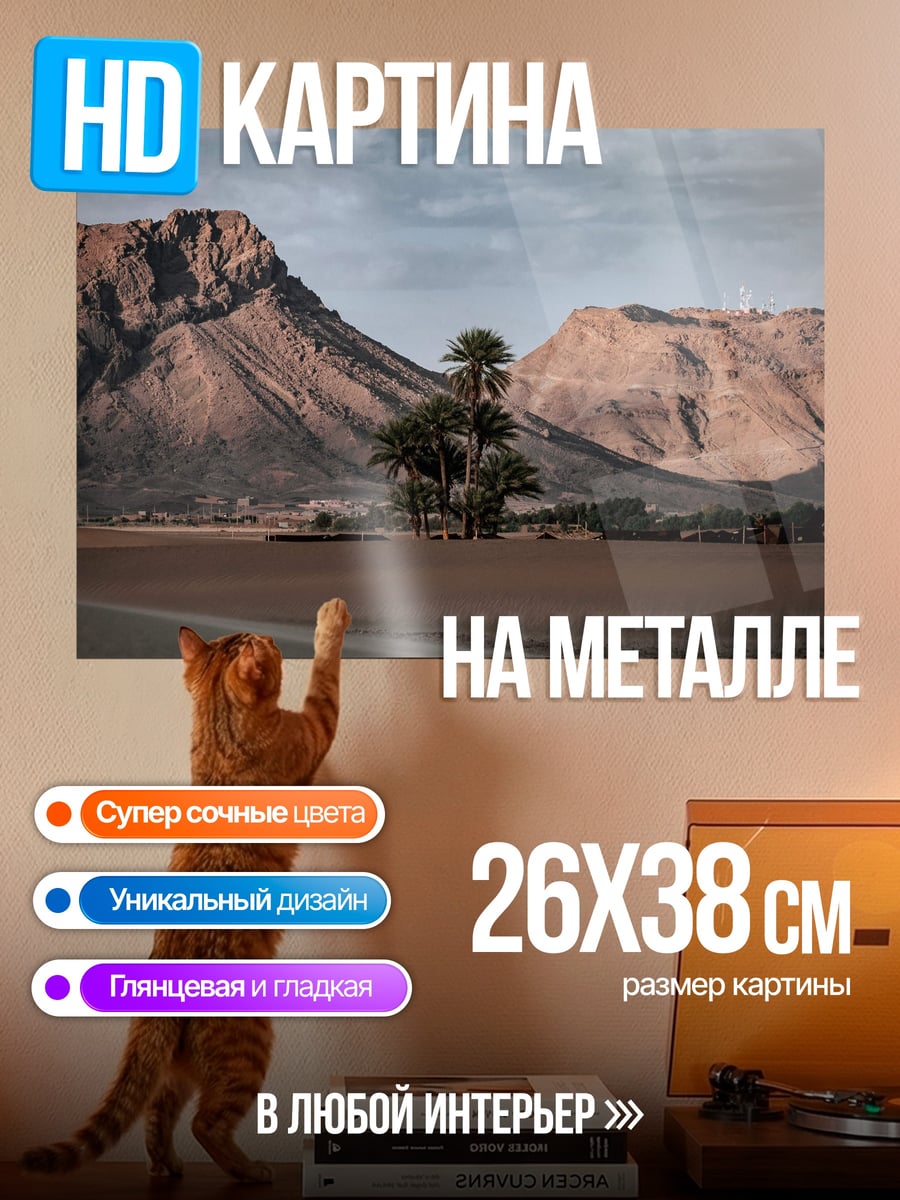 Картина на металле Пустынный пейзаж с горами