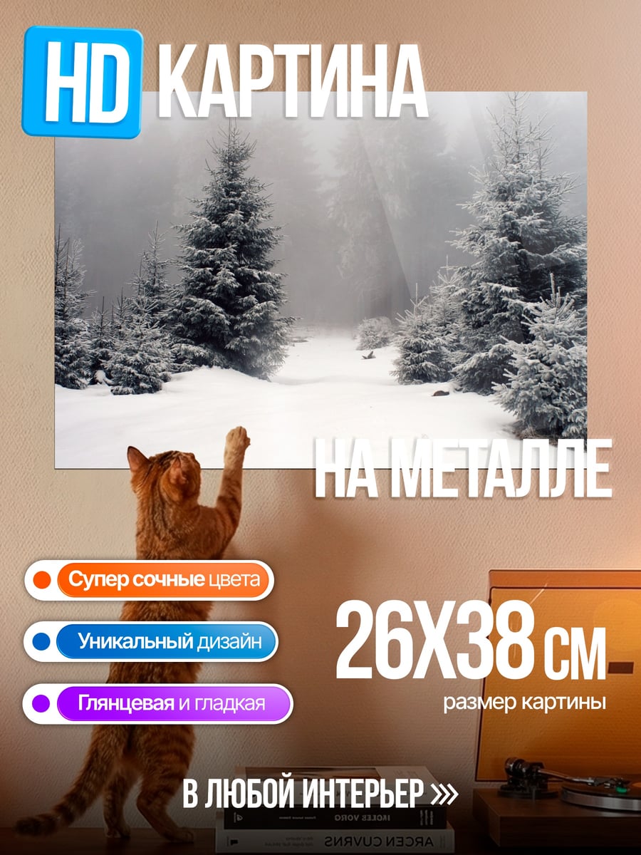 Картина на металле Зимний лес
