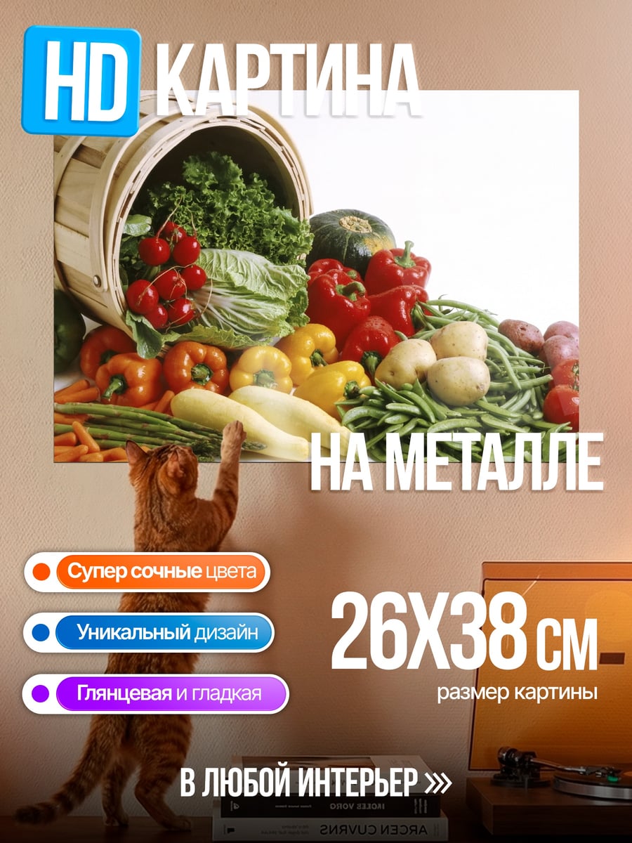 Картина на металле Корзина свежих овощей