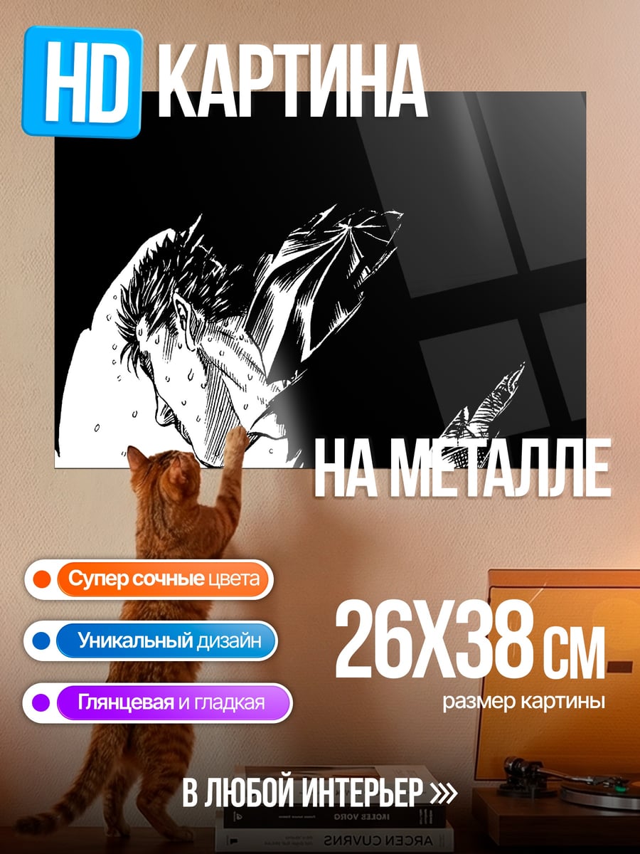 Картина на металле Манга персонаж в плаще