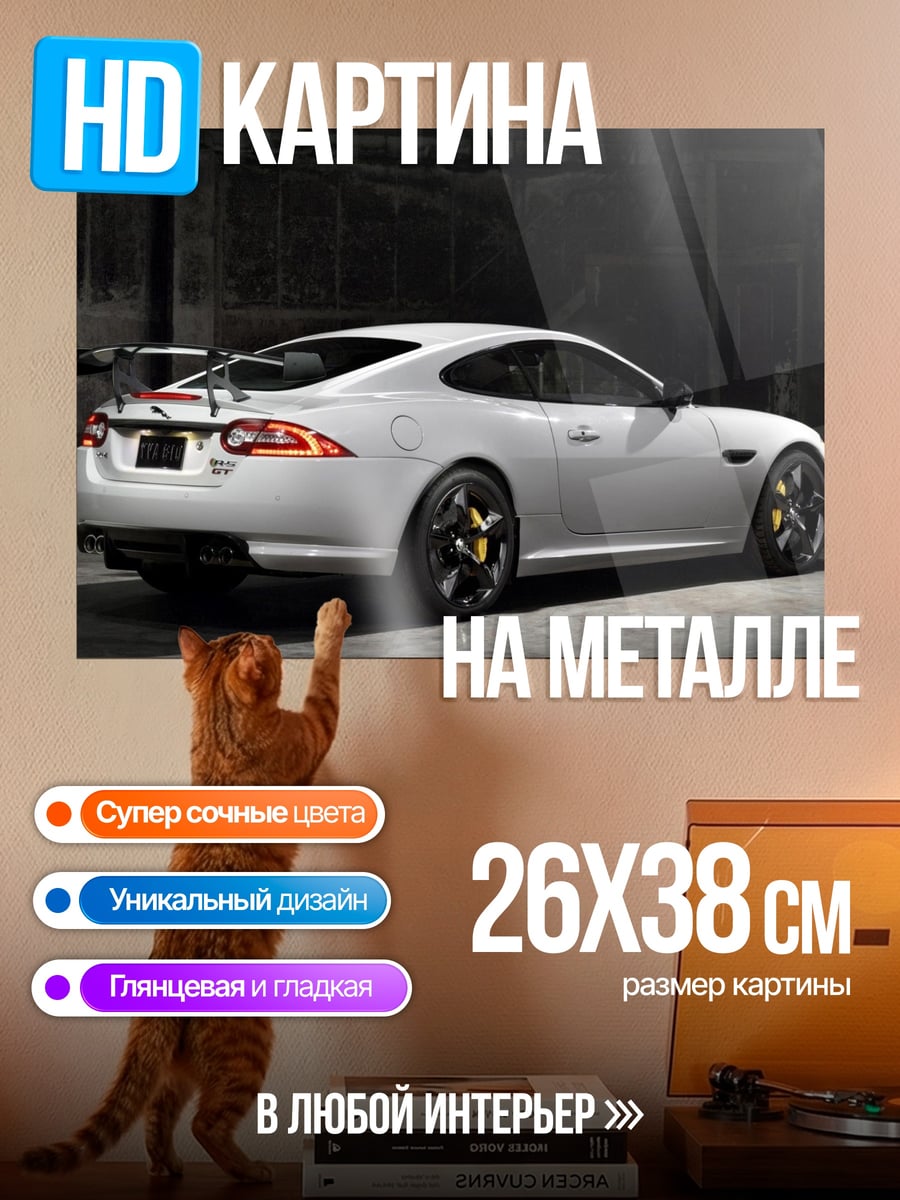 Картина на металле Белый спорткар