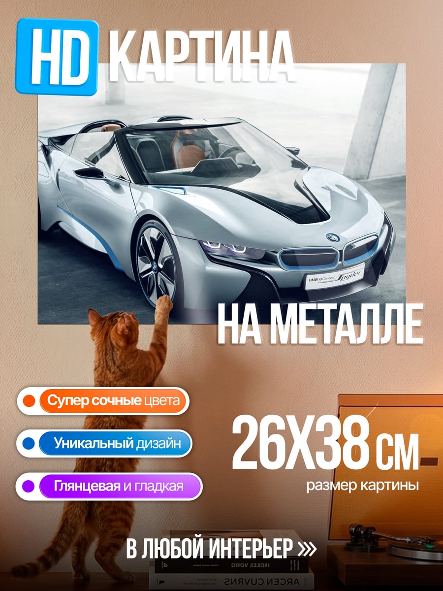 Картина на металле Серебристый спорткар