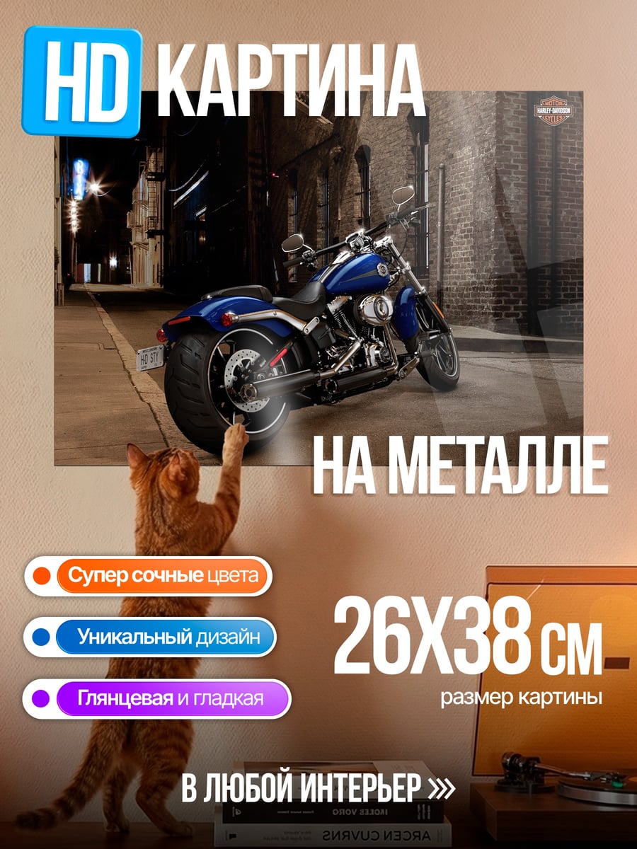 Картина на металле Мотоцикл Harley