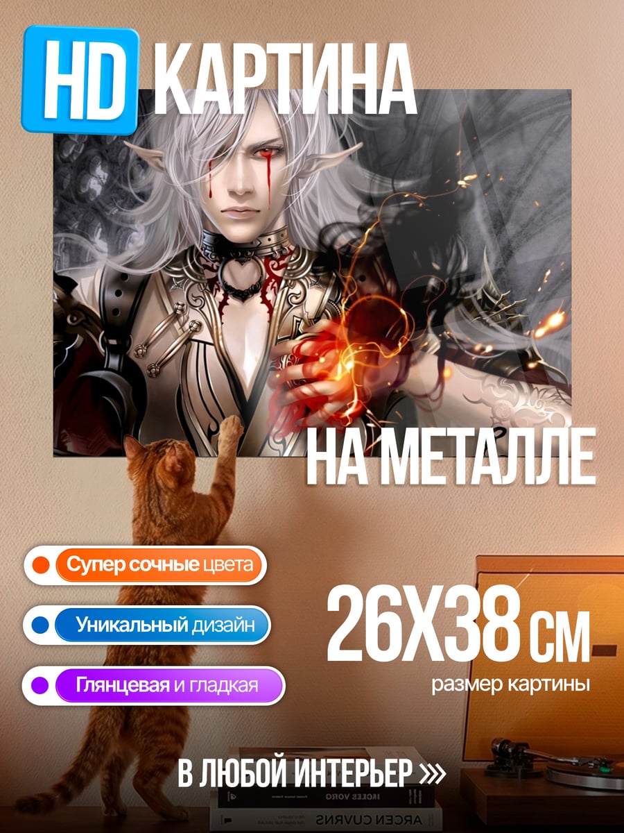 Картина на металле Эльфийский Маг Огня