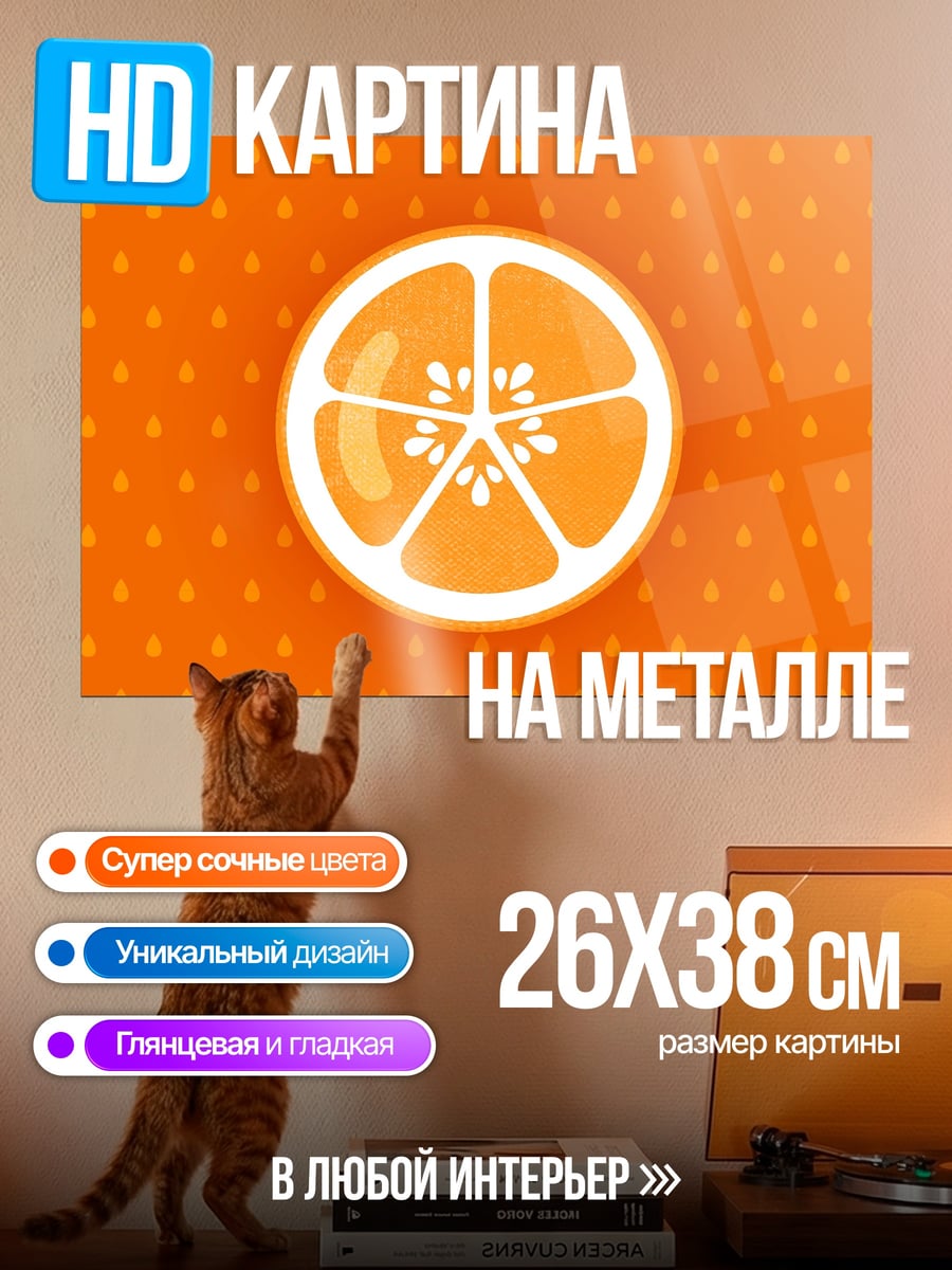 Картина на металле Сочная апельсиновая долька