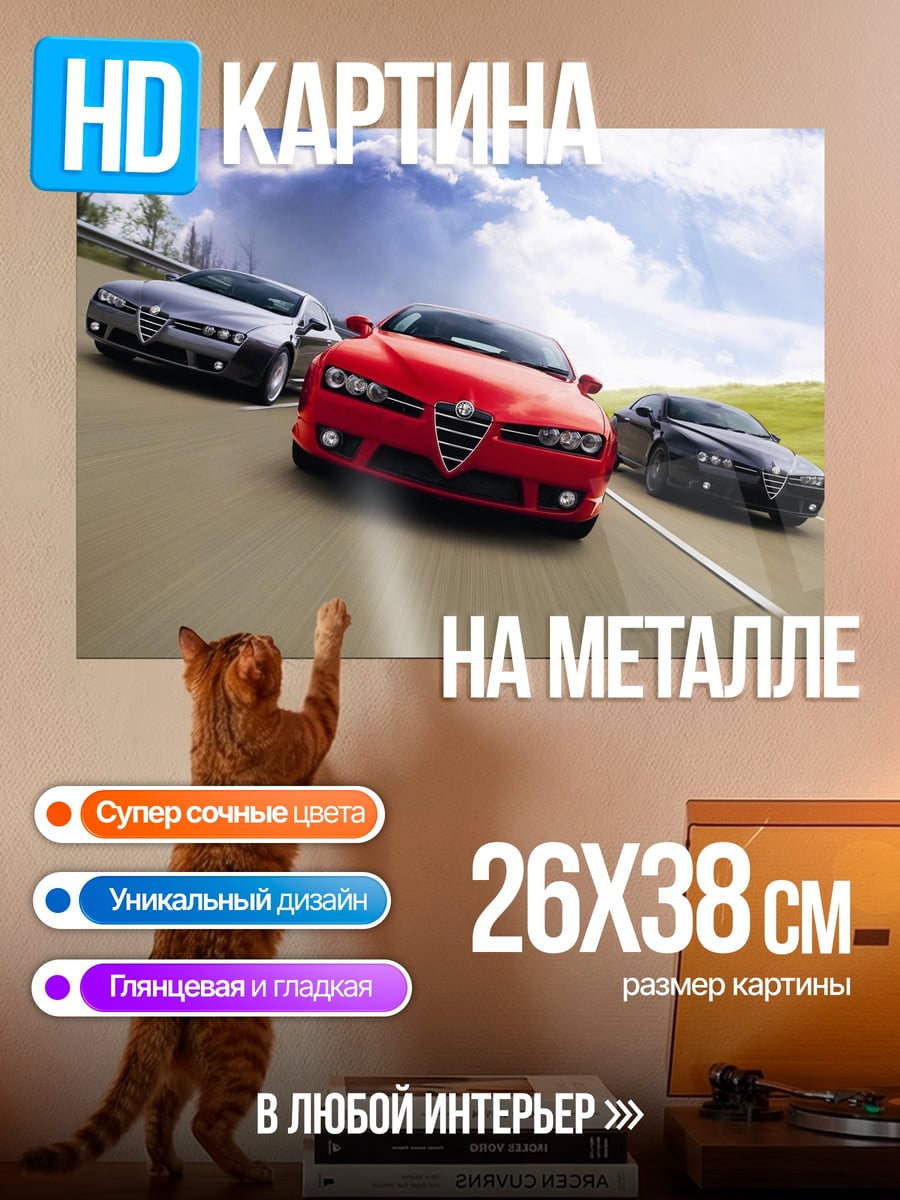 Картина на металле Скоростные автомобили