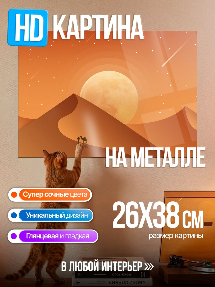 Картина на металле Пустыня закат
