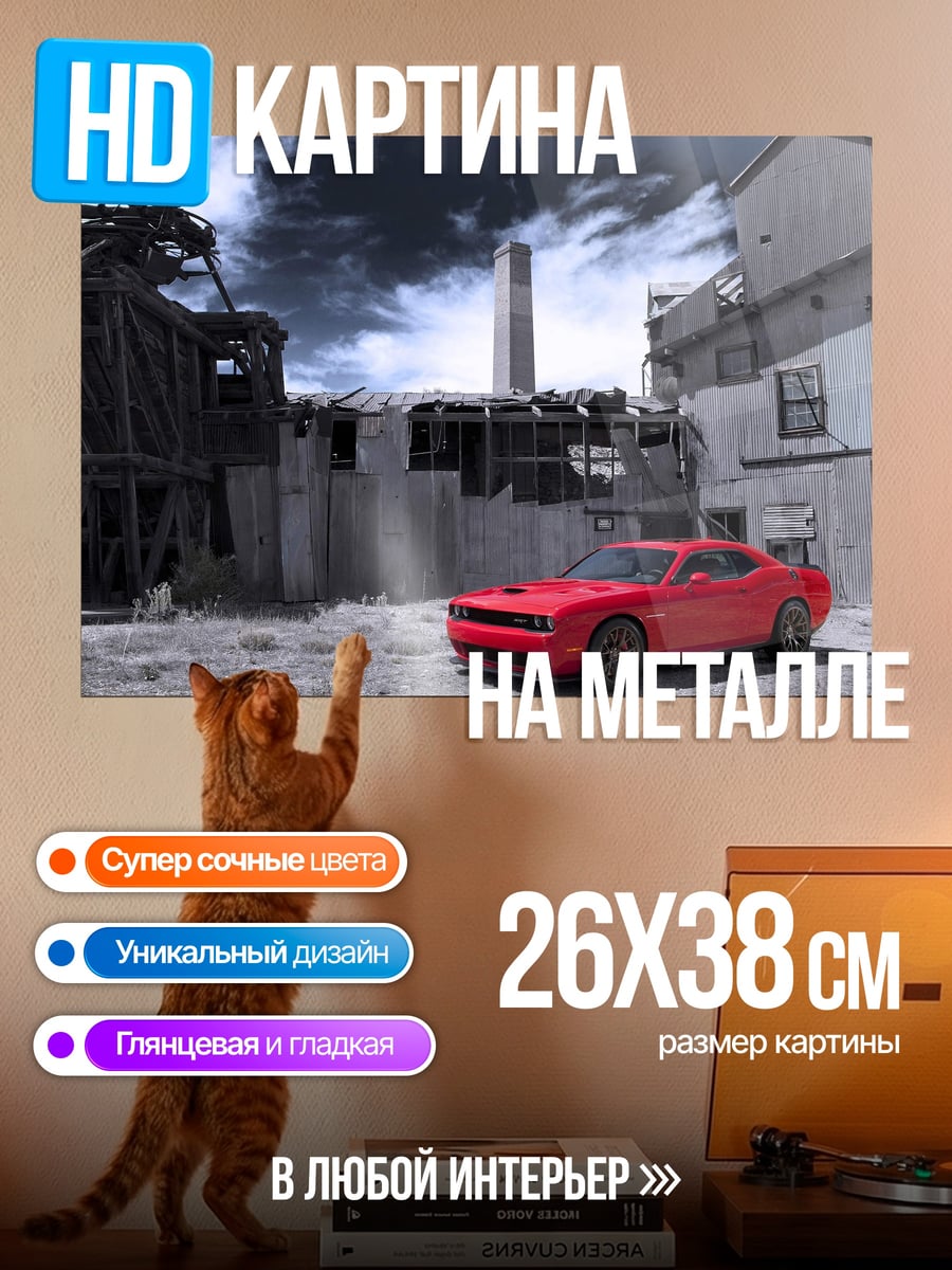 Картина на металле Красный спорткар