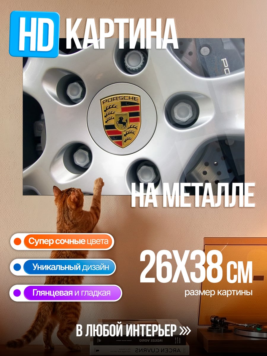 Картина на металле Логотип Porsche на диске