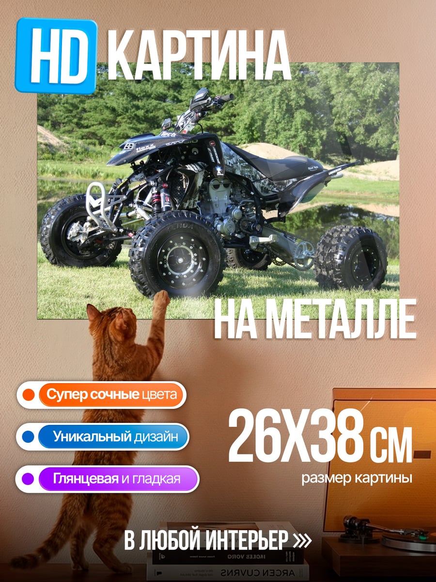 Картина на металле квадроцикл в траве
