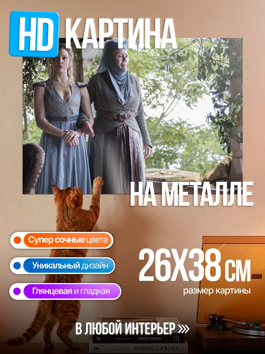 Картина на металле Две женщины в платьях