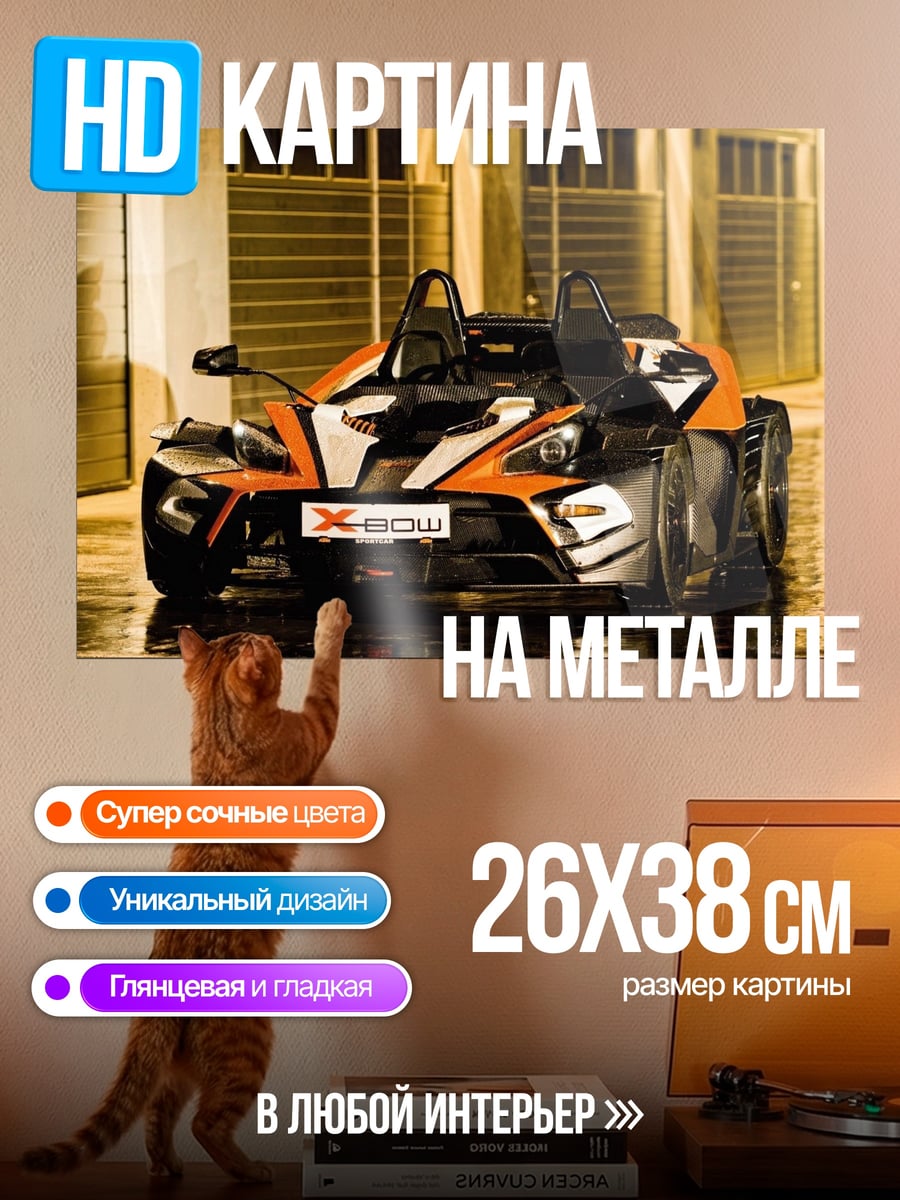 Картина на металле Красный спорткар X-Bow