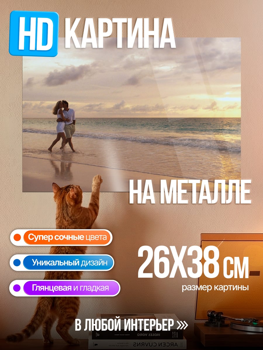 Картина на металле Пара на пляже
