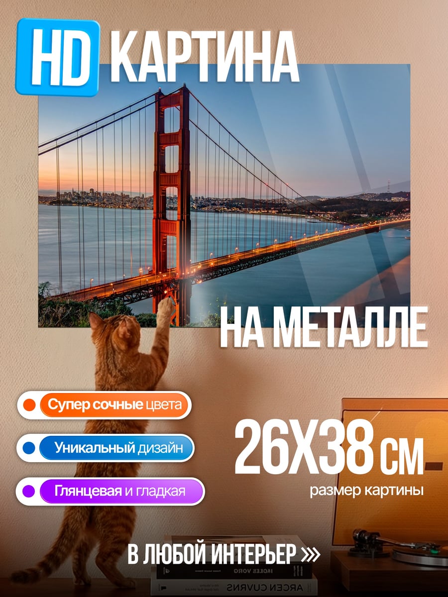 Картина на металле Мост Золотые Ворота