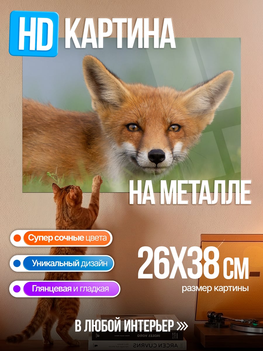 Картина на металле Рыжая лиса