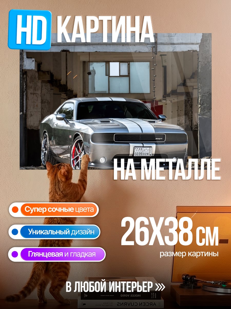 Картина на металле Серебряный мускул кар