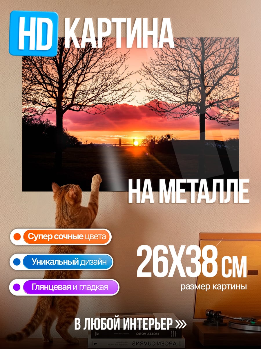 Картина на металле Закат над морем
