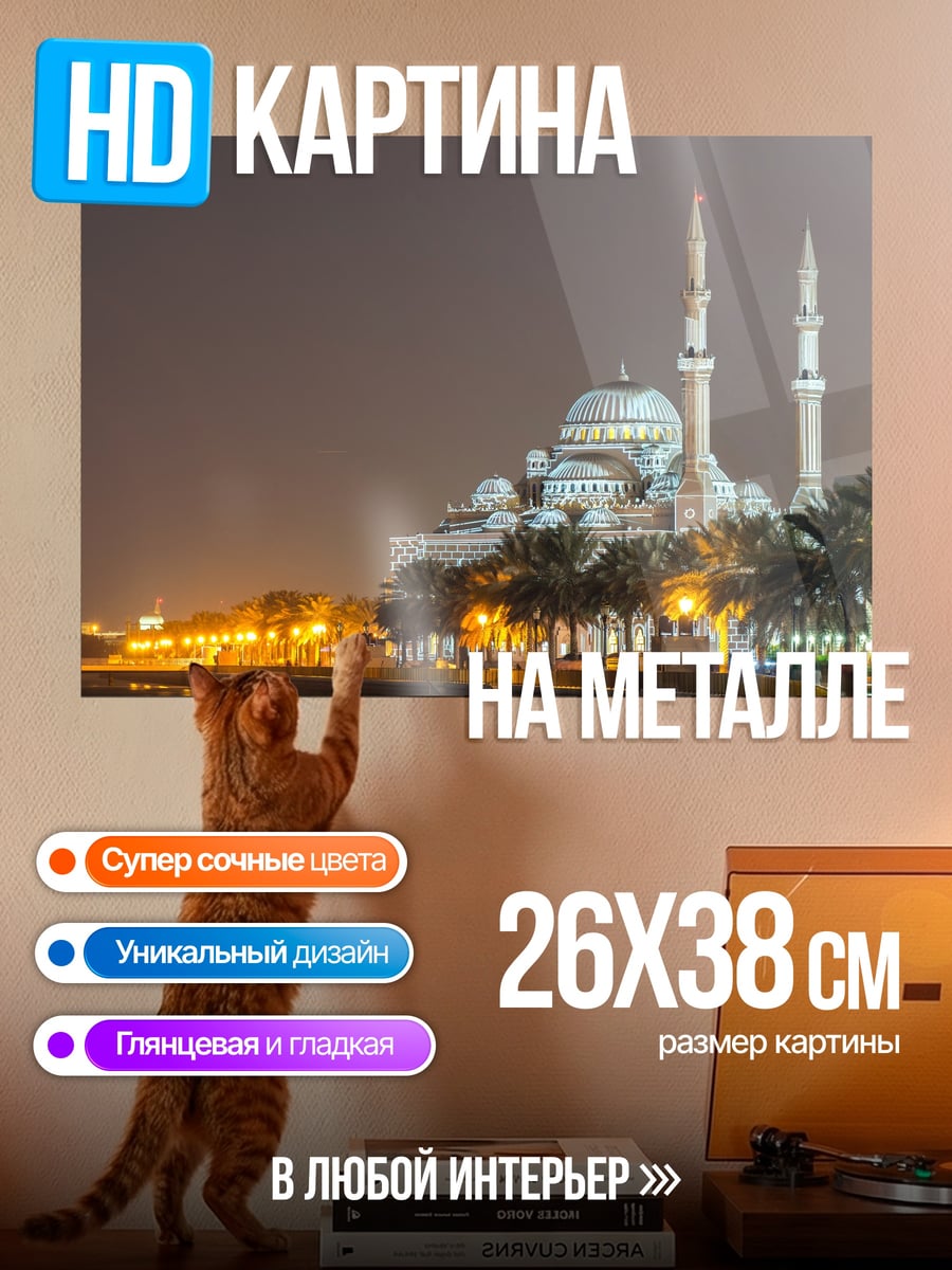 Картина на металле Мечеть ночью