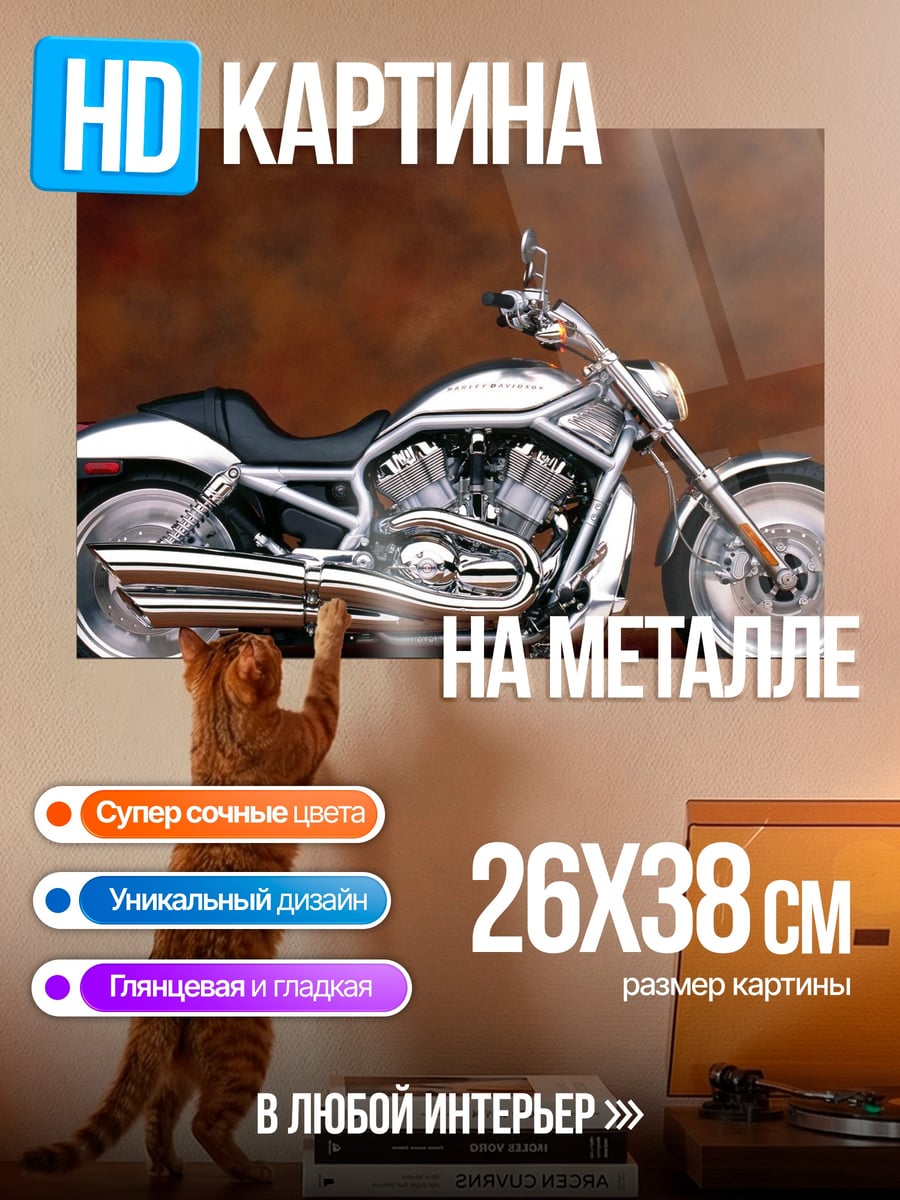 Картина на металле Хром мотоцикл Харлей