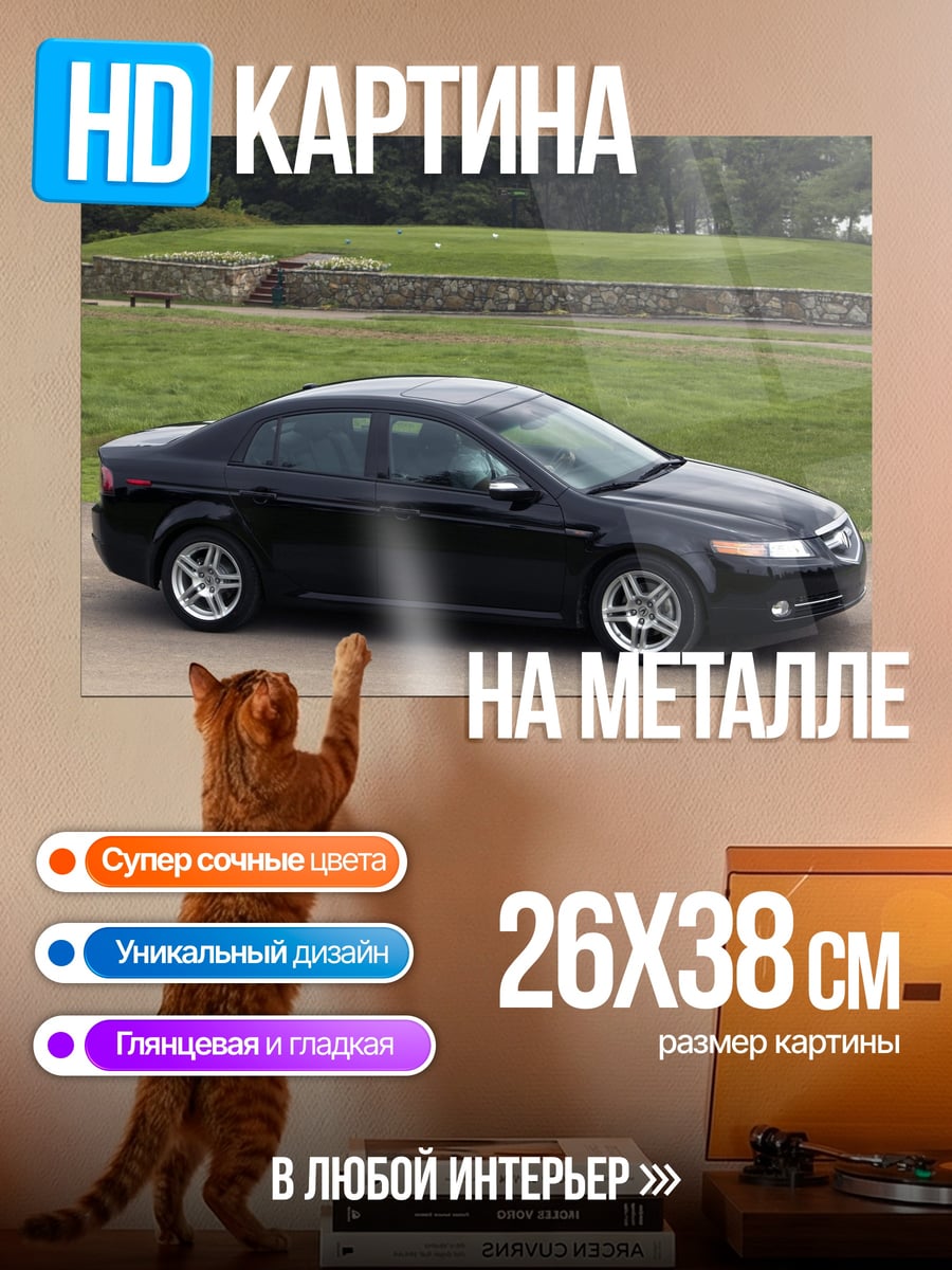 Картина на металле Чёрный седан