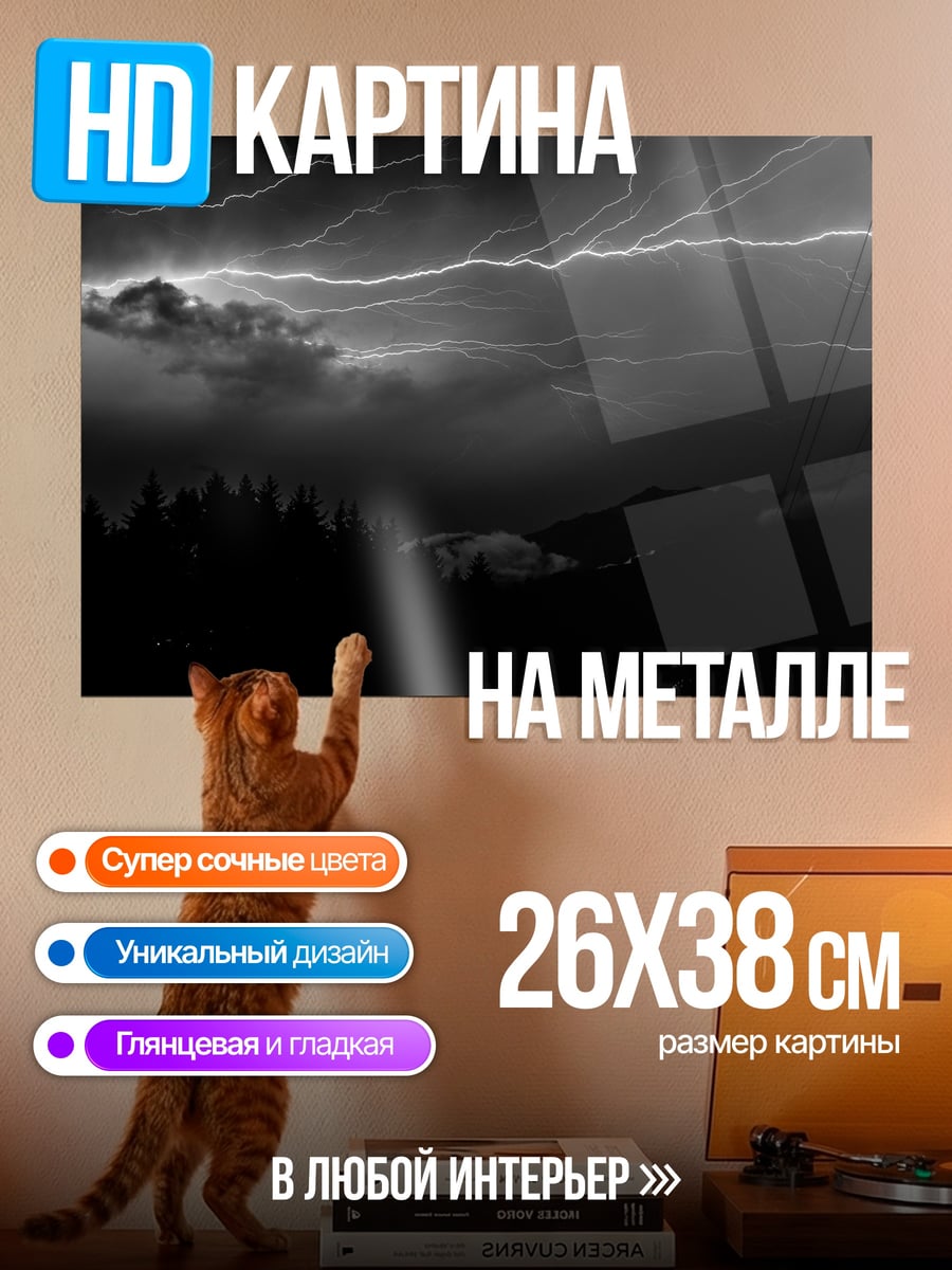 Картина на металле Грозовое небо