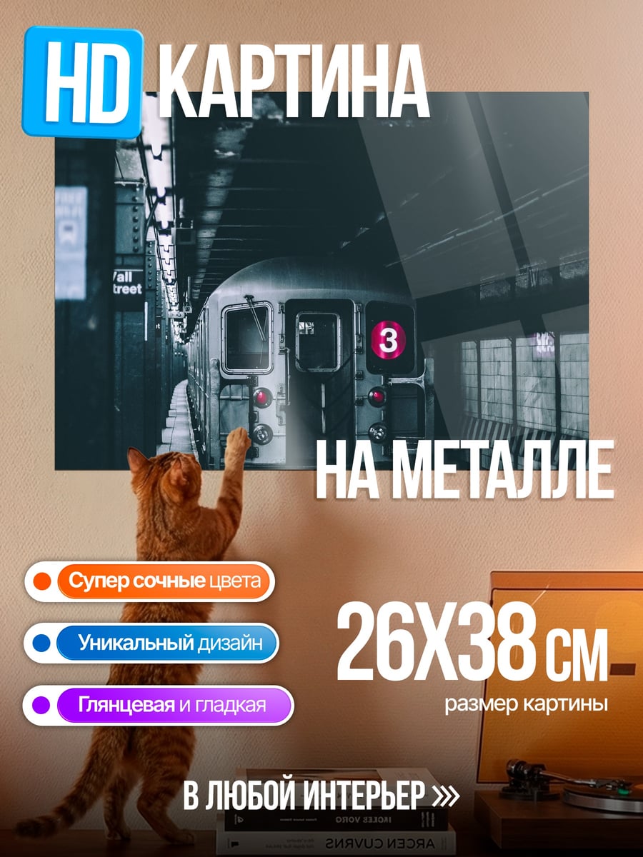 Картина на металле Поезд метро