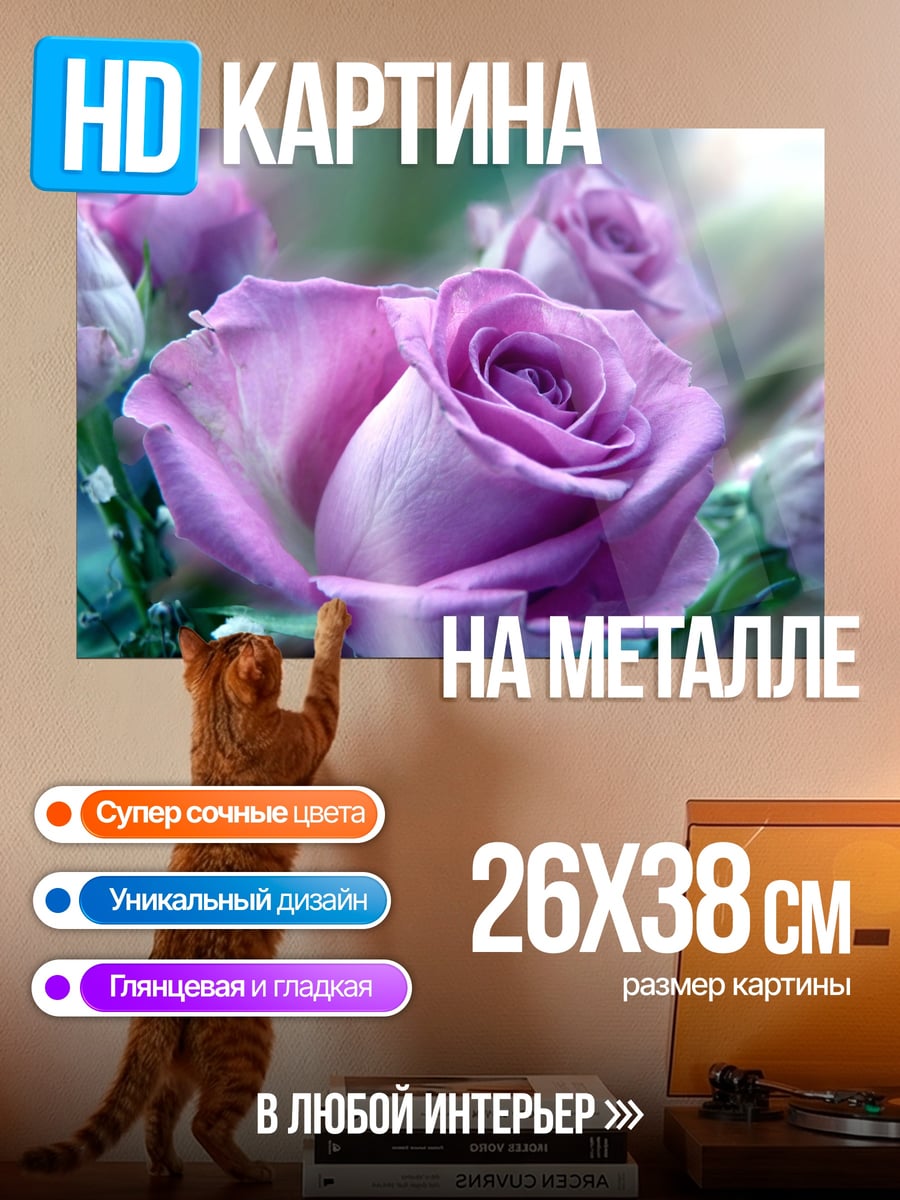 Картина на металле Сиреневые розы