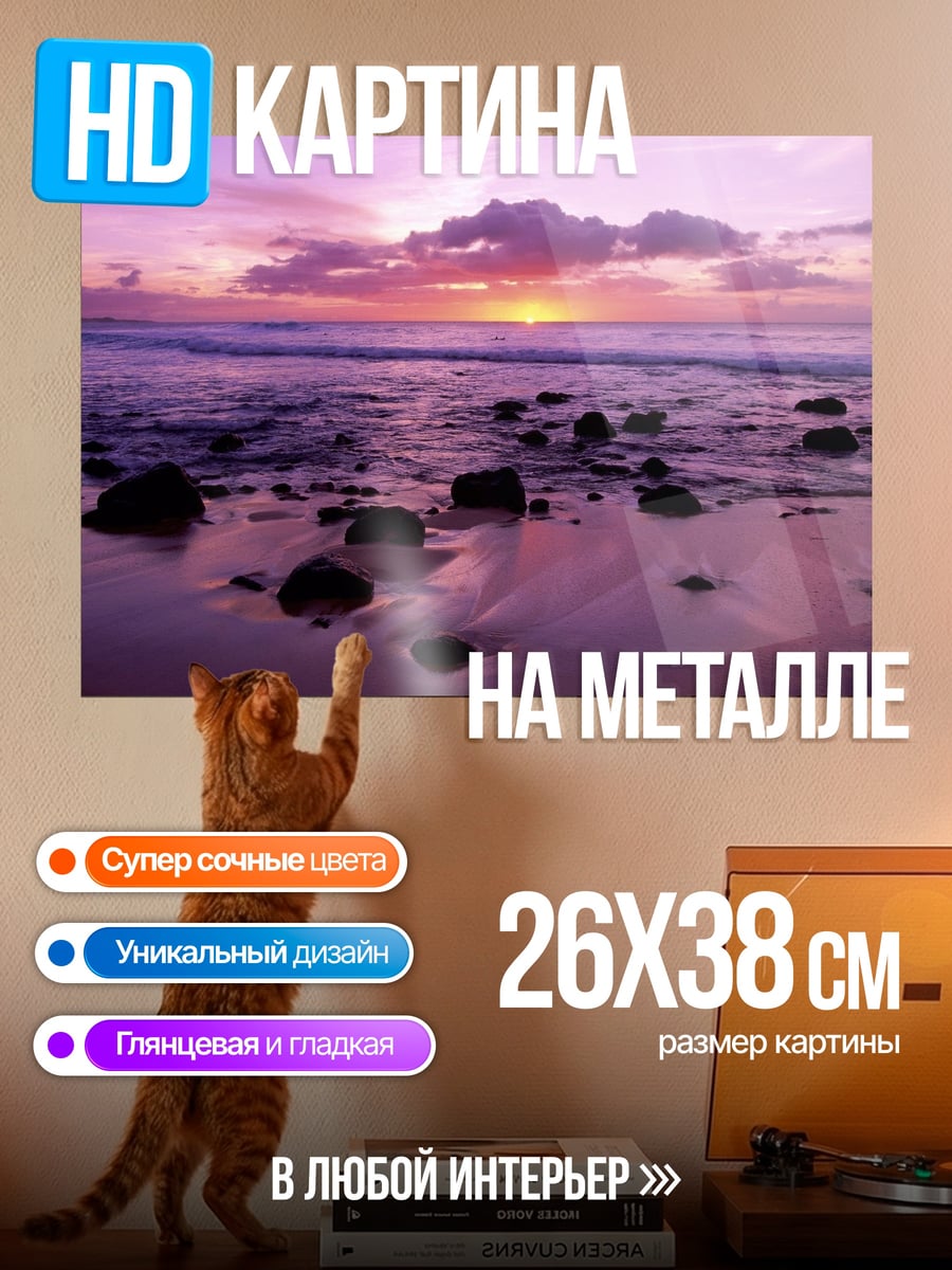 Картина на металле Закат на берегу