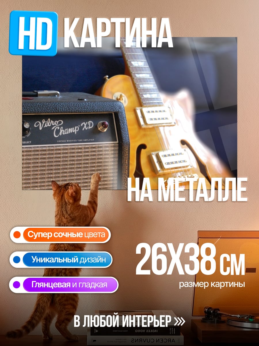 Картина на металле Гитара и усилитель