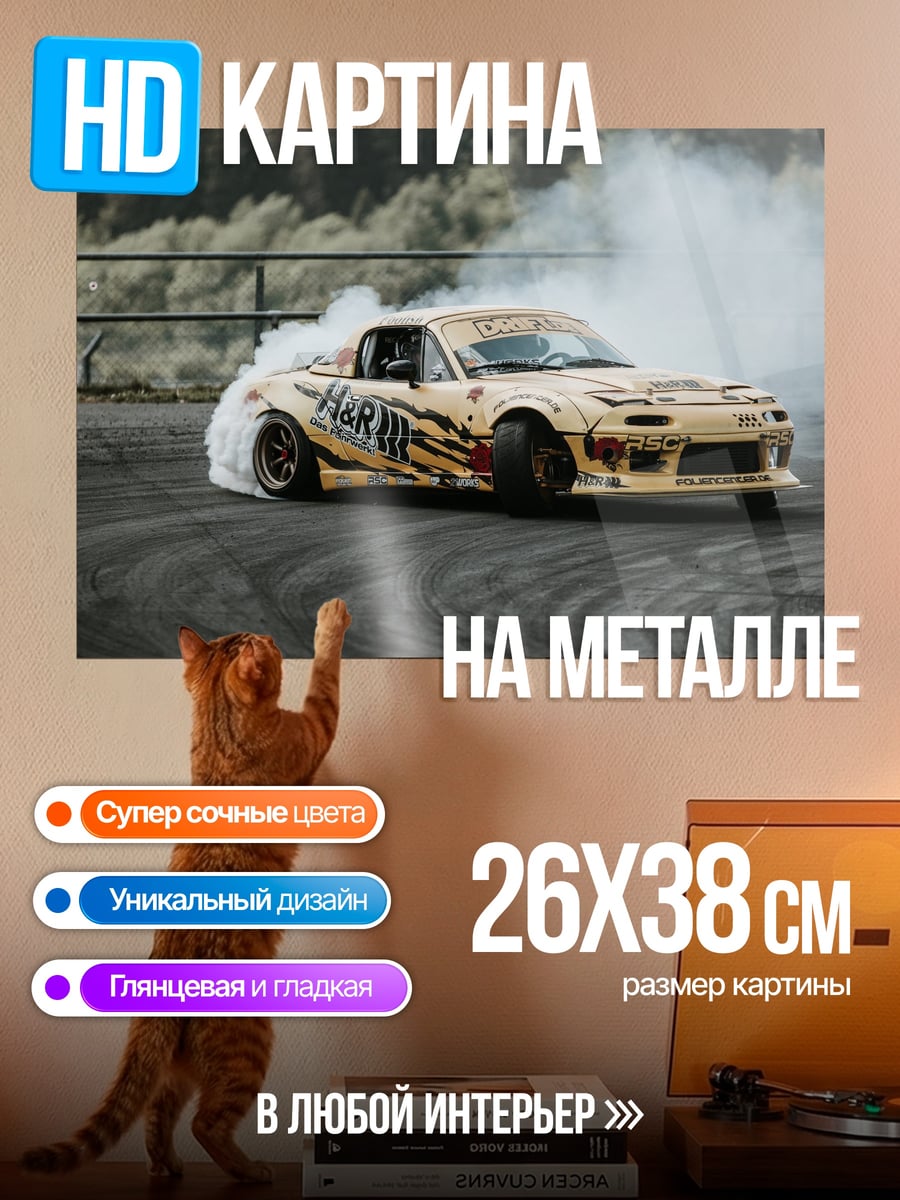 Картина на металле Дрифт на трассе