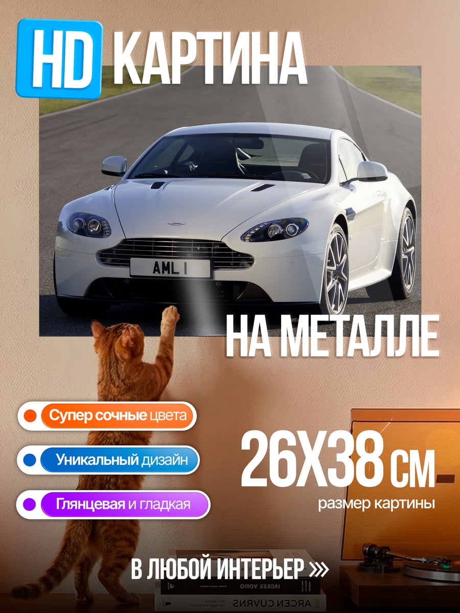 Картина на металле Белый Aston Martin