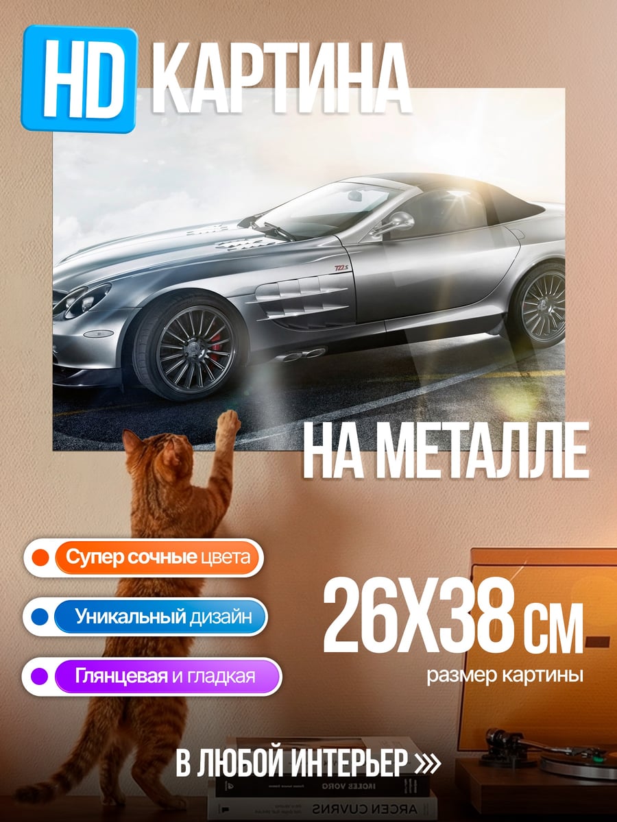 Картина на металле Серебряный спорткар