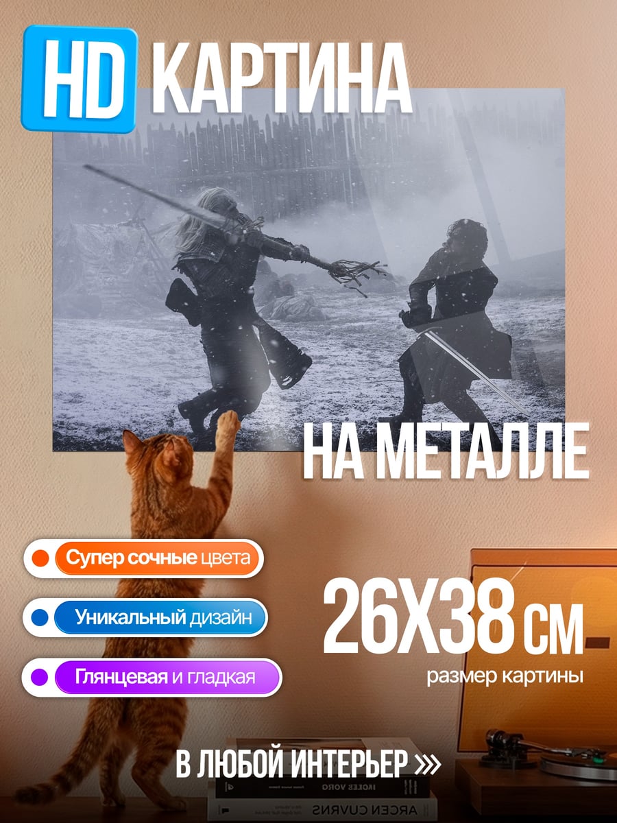 Картина на металле Битва воинов