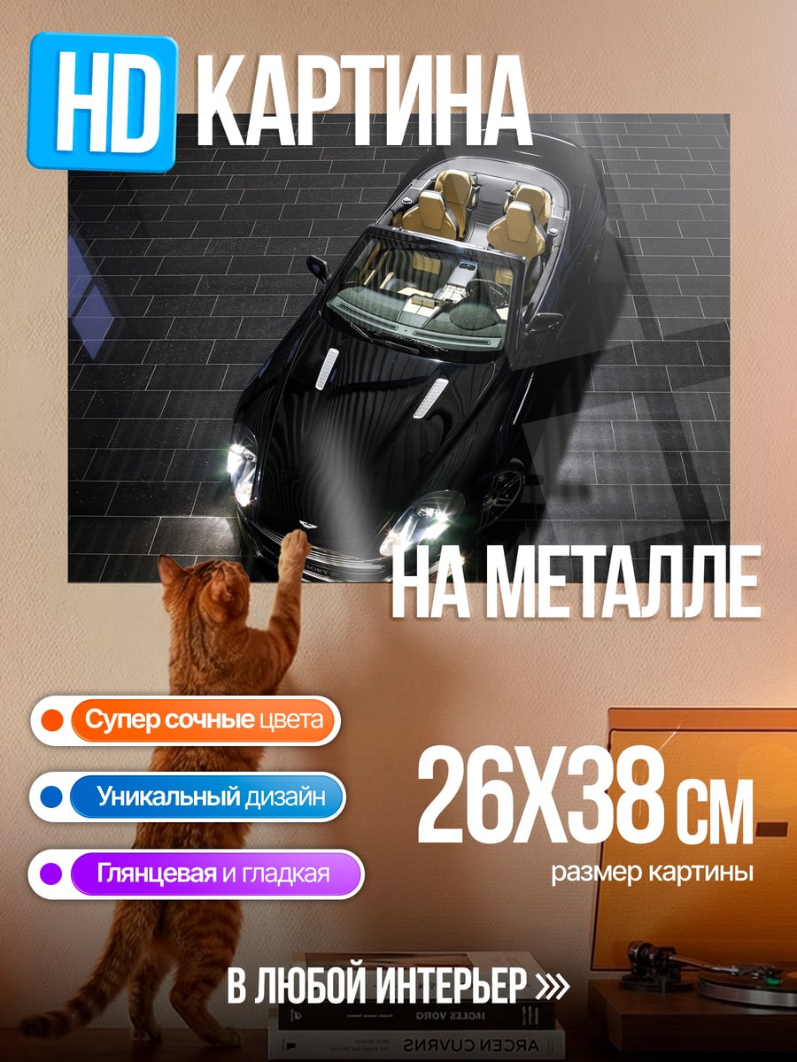 Картина на металле черный спорткар