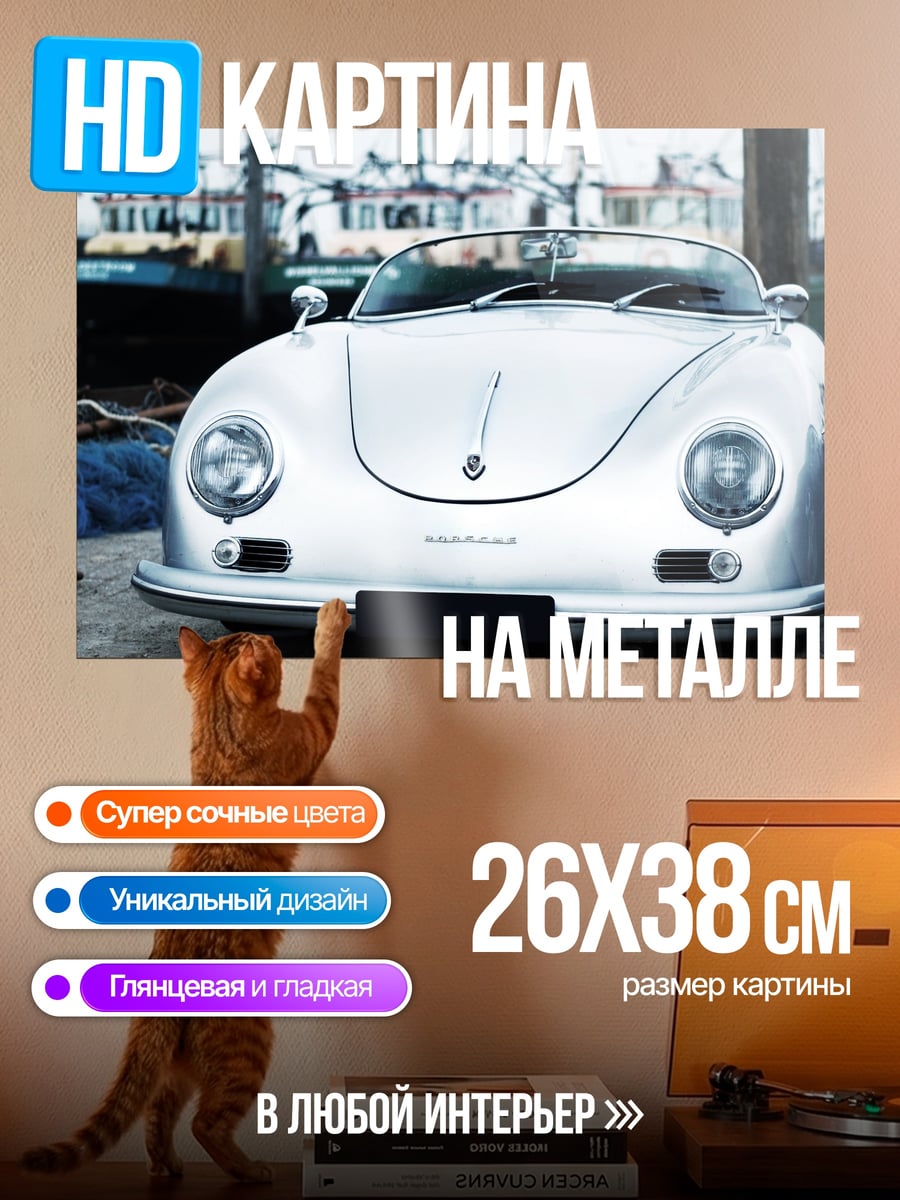Картина на металле Серебряный спорткар