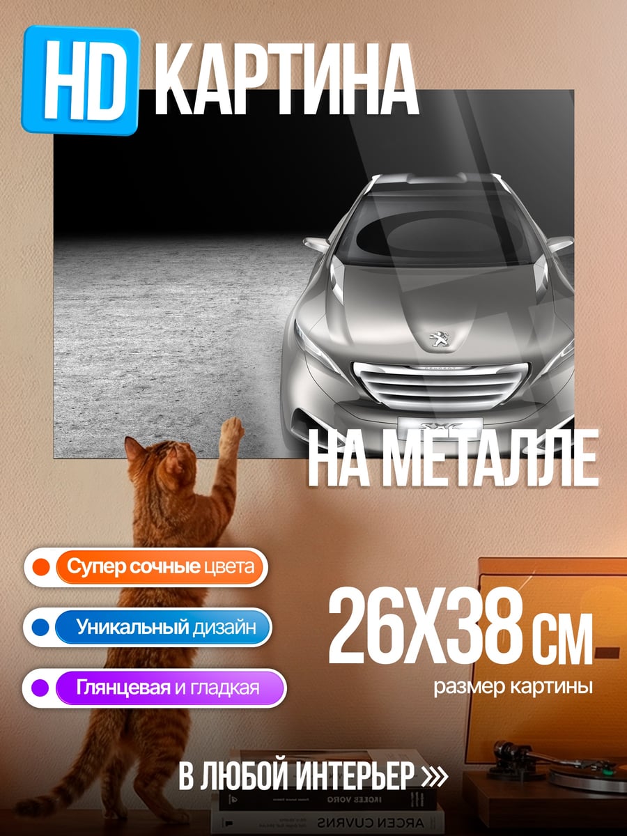 Картина на металле Серебристый спорткар
